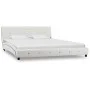 Estructura de cama de cuero sintético blanco 160x200 cm de vidaXL, Camas y somieres - Ref: Foro24-280315, Precio: 242,73 €, D...