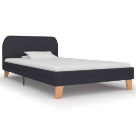 Estructura de cama de tela gris oscuro 90x200 cm