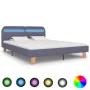Bed frame with LED light gray fabric 160x200 cm by vidaXL, Beds and slatted bases - Ref: Foro24-280899, Price: 169,65 €, Disc...