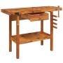 Banco trabajo cajón y tornillos banco madera acacia 124x52x83cm
