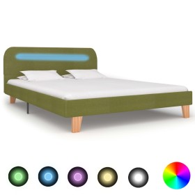 Bettgestell mit grünem LED-Stoff 140x200 cm von vidaXL, Betten und Lattenroste - Ref: Foro24-280908, Preis: 166,42 €, Rabatt: %