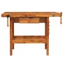 Banco trabajo cajón y tornillos banco madera acacia 124x52x83cm