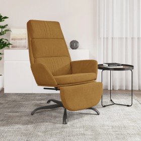 Sillón de relax con reposapiés terciopelo marrón