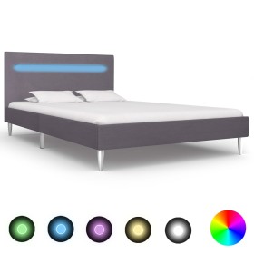 Estructura de cama con LED tela gris 120x200 cm