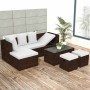 4-teiliges Gartenmöbel-Set und braune synthetische Rattankissen von vidaXL, Gartensets - Ref: Foro24-42585, Preis: 402,87 €, ...