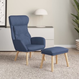 Sillón de relax con taburete tela azul