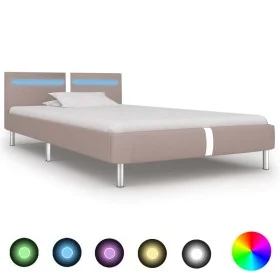 Bed frame with LED cappuccino synthetic leather 90x200 cm by vidaXL, Beds and slatted bases - Ref: Foro24-280861, Price: 148,...