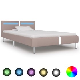 Bettgestell mit LED-Cappuccino-Kunstleder 90x200 cm von vidaXL, Betten und Lattenroste - Ref: Foro24-280861, Preis: 151,02 €,...