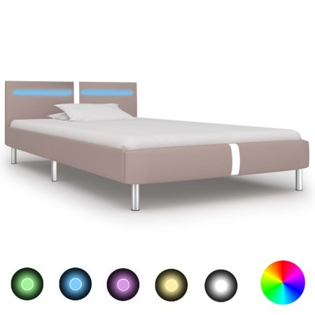 Bettgestell mit LED-Cappuccino-Kunstleder 90x200 cm von vidaXL, Betten und Lattenroste - Ref: Foro24-280861, Preis: 151,02 €,...