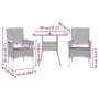 Set comedor jardín 3 pzas cojines ratán sintético vidrio beige