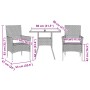 Set de comedor jardín 3 pzas con cojines ratán PE acacia negro