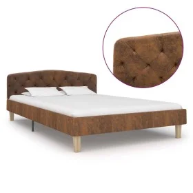 Brown artificial suede leather bed frame 120x200 cm by vidaXL, Beds and slatted bases - Ref: Foro24-284938, Price: 162,91 €, ...