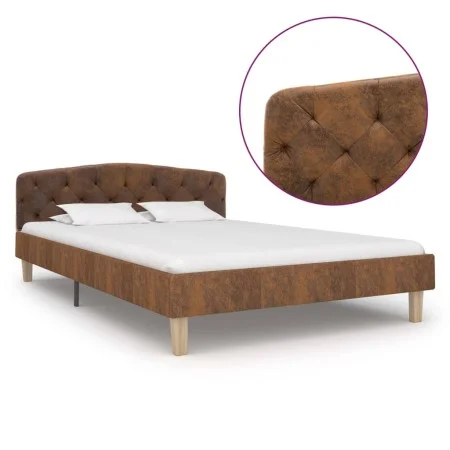 Brown artificial suede leather bed frame 120x200 cm by vidaXL, Beds and slatted bases - Ref: Foro24-284938, Price: 162,91 €, ...