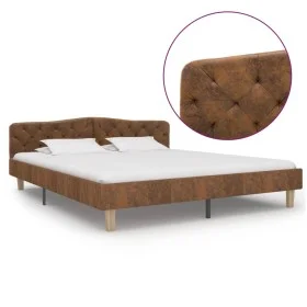 Brown artificial suede leather bed frame 180x200 cm by vidaXL, Beds and slatted bases - Ref: Foro24-284941, Price: 220,46 €, ...