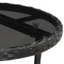 Set comedor jardín 3 pzas cojines ratán sintético vidrio negro