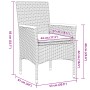 Set comedor jardín 3 pzas cojines ratán sintético vidrio negro