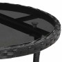Set comedor jardín 5 pzas cojines ratán sintético vidrio negro