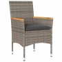 Set comedor jardín 5 pzas y cojines ratán sintético vidrio gris
