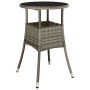 Set comedor jardín 5 pzas y cojines ratán sintético vidrio gris