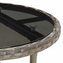 Set comedor jardín 5 pzas y cojines ratán sintético vidrio gris