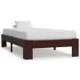 Dark brown solid pine wood bed frame 100x200 cm by vidaXL, Beds and slatted bases - Ref: Foro24-283299, Price: 74,05 €, Disco...