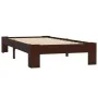 Dark brown solid pine wood bed frame 100x200 cm by vidaXL, Beds and slatted bases - Ref: Foro24-283299, Price: 74,05 €, Disco...