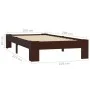 Dark brown solid pine wood bed frame 100x200 cm by vidaXL, Beds and slatted bases - Ref: Foro24-283299, Price: 74,05 €, Disco...