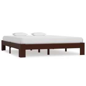 Estructura de cama madera maciza pino marrón oscuro 160x200 cm