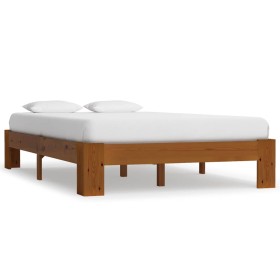 Estructura de cama madera maciza pino marrón claro 140x200 cm