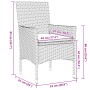 Set de comedor jardín 3 pzas con cojines ratán PE acacia negro