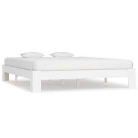 Estructura de cama de madera maciza de pino blanco 160x200 cm de vidaXL, Camas y somieres - Ref: Foro24-283296, Precio: 174,6...