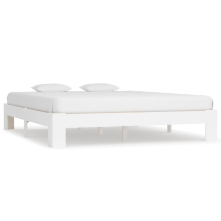 Estructura de cama de madera maciza de pino blanco 160x200 cm de vidaXL, Camas y somieres - Ref: Foro24-283296, Precio: 181,3...