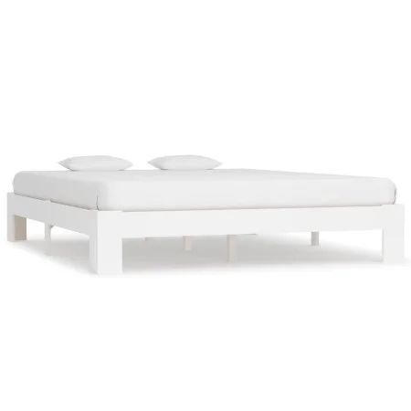 Estructura de cama de madera maciza de pino blanco 160x200 cm de vidaXL, Camas y somieres - Ref: Foro24-283296, Precio: 171,5...