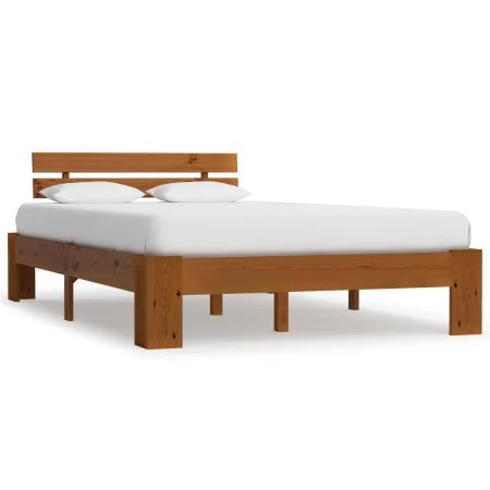 Estructura de cama madera maciza pino marrón miel 140x200 cm de vidaXL, Camas y somieres - Ref: Foro24-283181, Precio: 115,39...