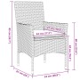 Set de comedor jardín 3 pzas con cojines ratán PE acacia gris