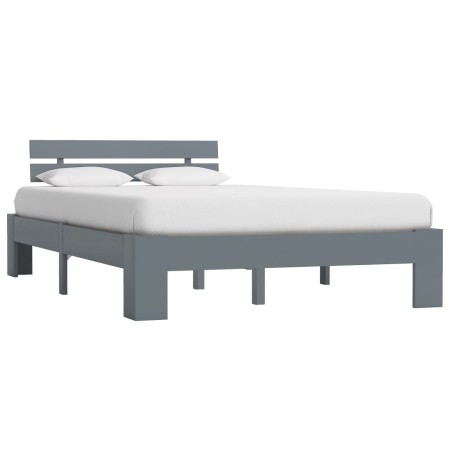 Solid gray pine wood bed frame 140x200 cm by vidaXL, Beds and slatted bases - Ref: Foro24-283169, Price: 110,99 €, Discount: %