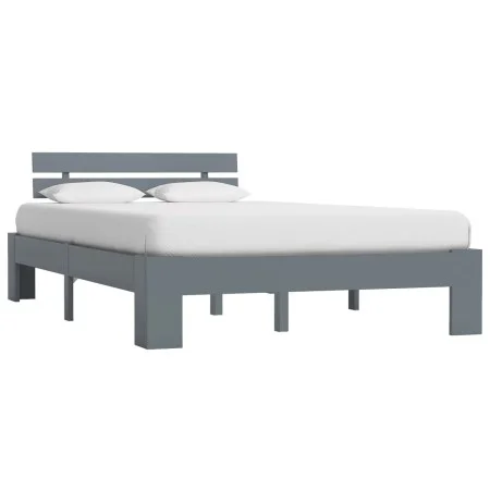 Solid gray pine wood bed frame 140x200 cm by vidaXL, Beds and slatted bases - Ref: Foro24-283169, Price: 110,07 €, Discount: %