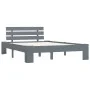 Solid gray pine wood bed frame 140x200 cm by vidaXL, Beds and slatted bases - Ref: Foro24-283169, Price: 110,07 €, Discount: %