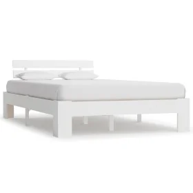 Solid white pine wood bed frame 140x200 cm by vidaXL, Beds and slatted bases - Ref: Foro24-283157, Price: 115,65 €, Discount: %