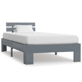 Solid gray pine wood bed frame 100x200 cm by vidaXL, Beds and slatted bases - Ref: Foro24-283167, Price: 117,44 €, Discount: %