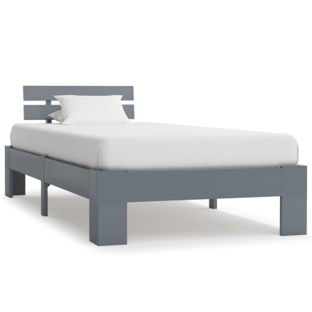 Solid gray pine wood bed frame 100x200 cm by vidaXL, Beds and slatted bases - Ref: Foro24-283167, Price: 117,38 €, Discount: %