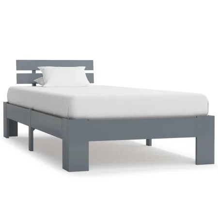 Solid gray pine wood bed frame 100x200 cm by vidaXL, Beds and slatted bases - Ref: Foro24-283167, Price: 107,28 €, Discount: %