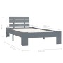 Solid gray pine wood bed frame 100x200 cm by vidaXL, Beds and slatted bases - Ref: Foro24-283167, Price: 117,38 €, Discount: %