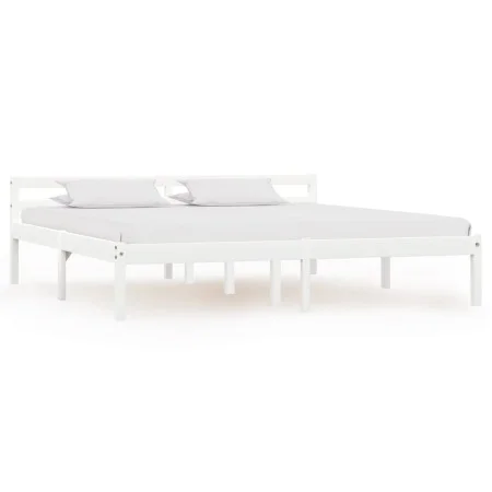 Estructura de cama de madera maciza de pino blanco 160x200 cm de vidaXL, Camas y somieres - Ref: Foro24-283188, Precio: 100,0...