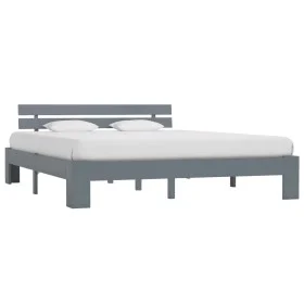 Solid gray pine wood bed frame 180x200 cm by vidaXL, Beds and slatted bases - Ref: Foro24-283171, Price: 125,78 €, Discount: %