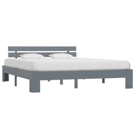 Solid gray pine wood bed frame 180x200 cm by vidaXL, Beds and slatted bases - Ref: Foro24-283171, Price: 127,10 €, Discount: %