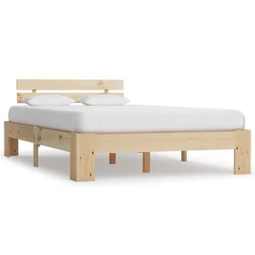 Solid pine wood bed frame 140x200 cm by vidaXL, Beds and slatted bases - Ref: Foro24-283163, Price: 120,70 €, Discount: %