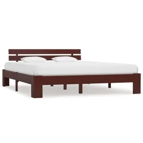 Dark brown solid pine wood bed frame 160x200 cm by vidaXL, Beds and slatted bases - Ref: Foro24-283176, Price: 121,27 €, Disc...