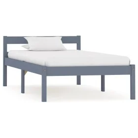 Solid gray pine wood bed frame 90x200 cm by vidaXL, Beds and slatted bases - Ref: Foro24-283196, Price: 94,94 €, Discount: %