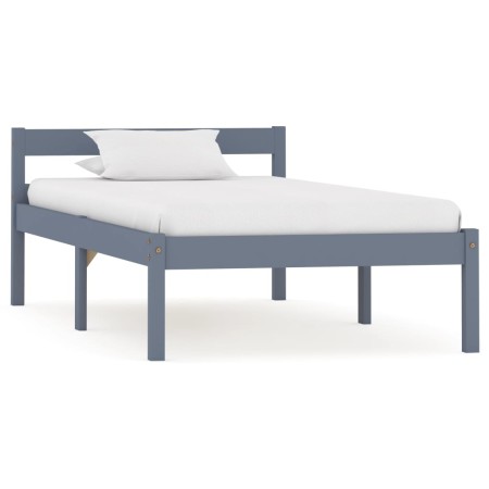 Estructura de cama de madera maciza de pino gris 90x200 cm de vidaXL, Camas y somieres - Ref: Foro24-283196, Precio: 96,34 €,...